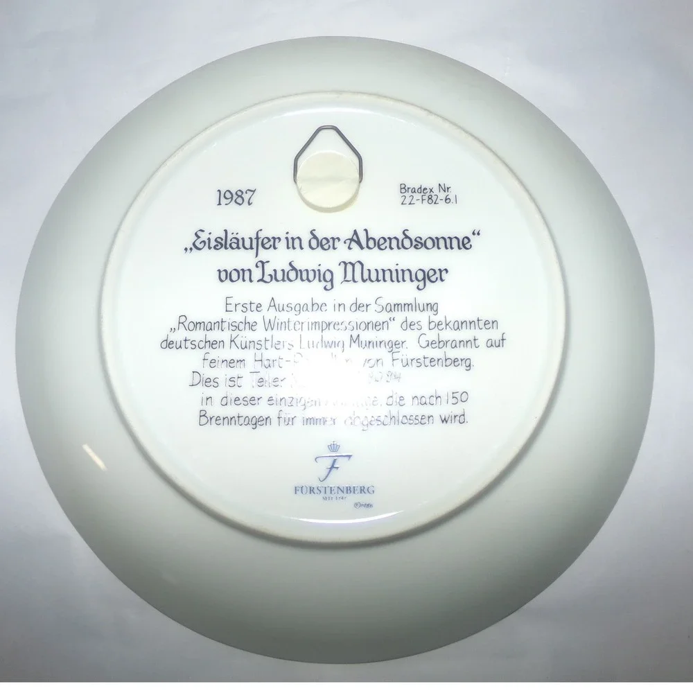 Furstenberg 1987 Ludwig Muninger Eislaufer in der Abendsonne Collector Plate